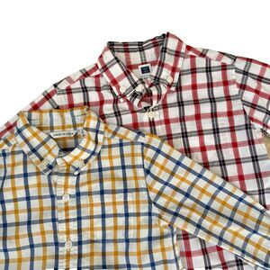Janie and Jack plaid button-up 2 shirt bundle red yellow Kids 18–24M classic